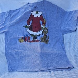The Grinch Dr Seuss Christmas T Shirt with Max The Dog Xmas Short Sleeve gray 3x